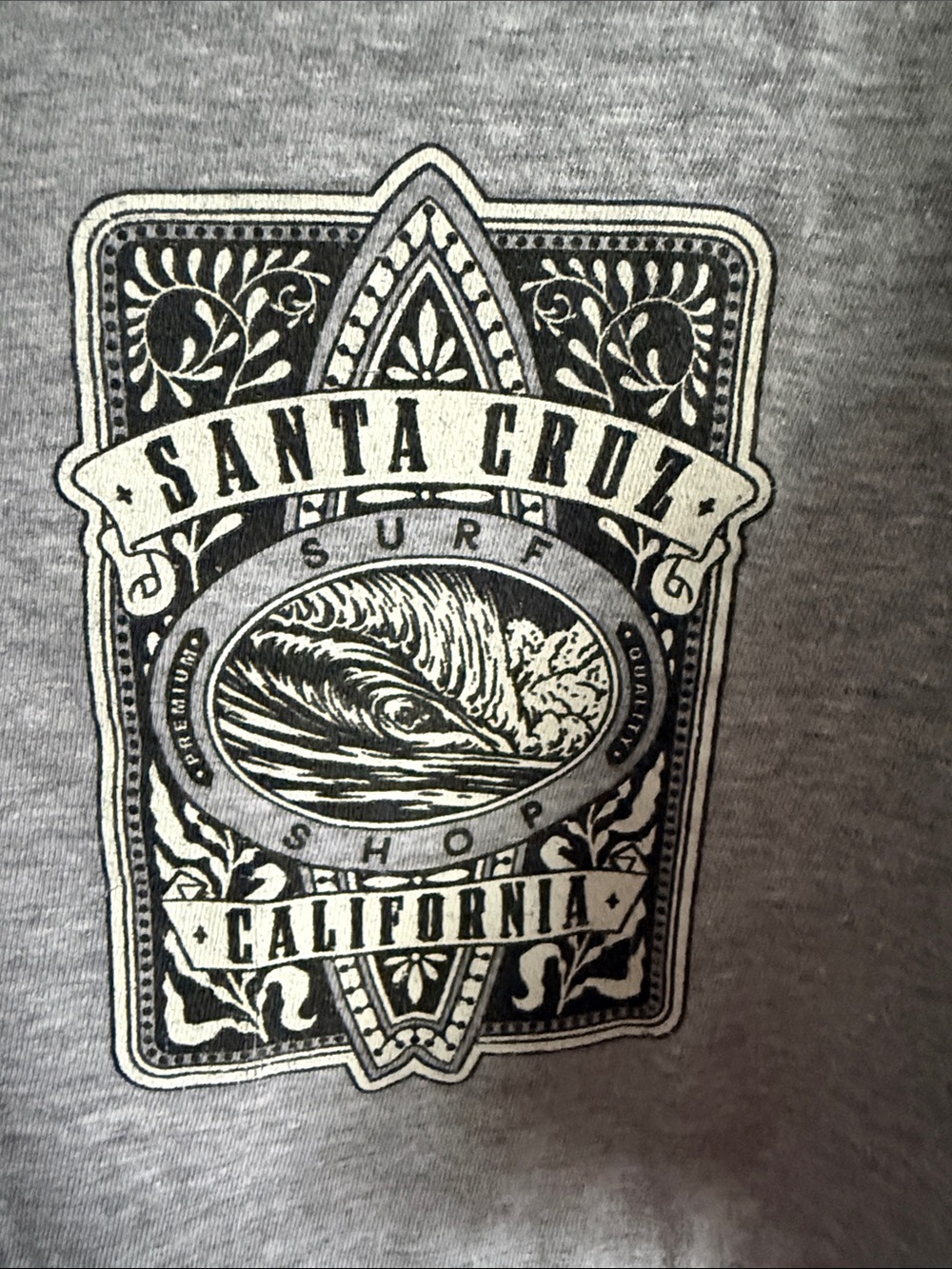 Women’s L Santa Cruz Surf Shop Gray Short Sleeve Graphic Tee - Picture 3 of 4